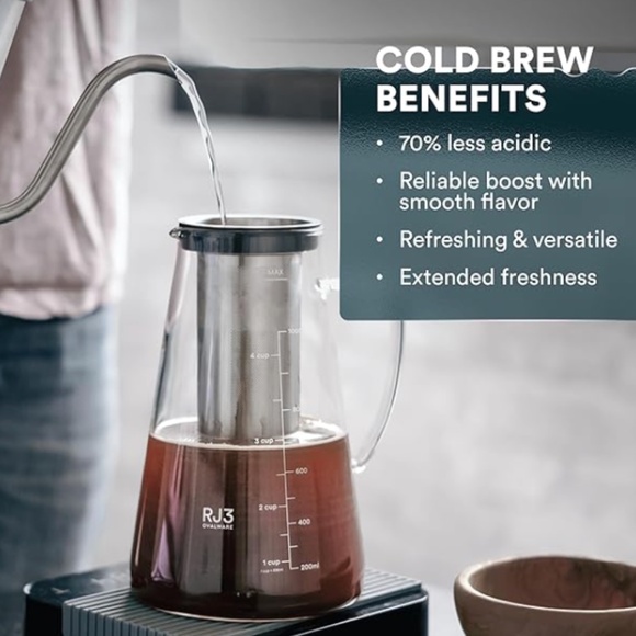 OVALWARE Airtight Cold Brew Iced Coffee Maker Pitcher and Tea Infuser with Spout - Picture 1 of 5